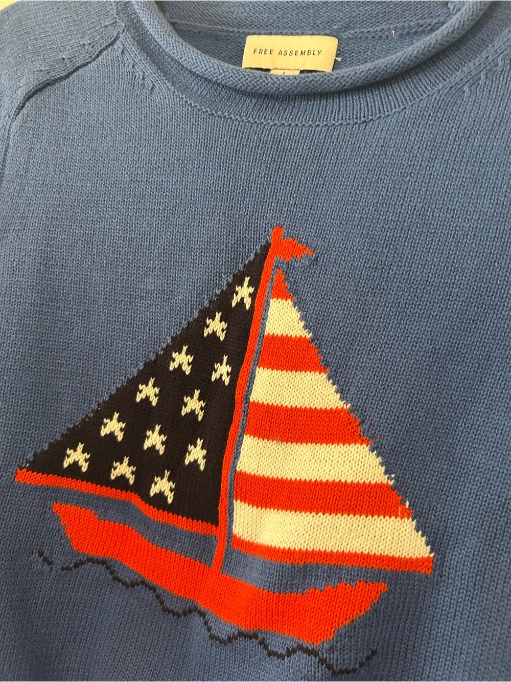 FREE ASSEMBLY Blue Women’s Sailboat Sweater Top - Picture 4 of 4